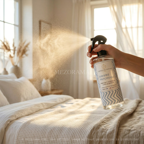 Atmosphère chaleureuse et boisée, L'Office des Parfums, Ambre Patchouli, Spray d'intérieur, 500ml